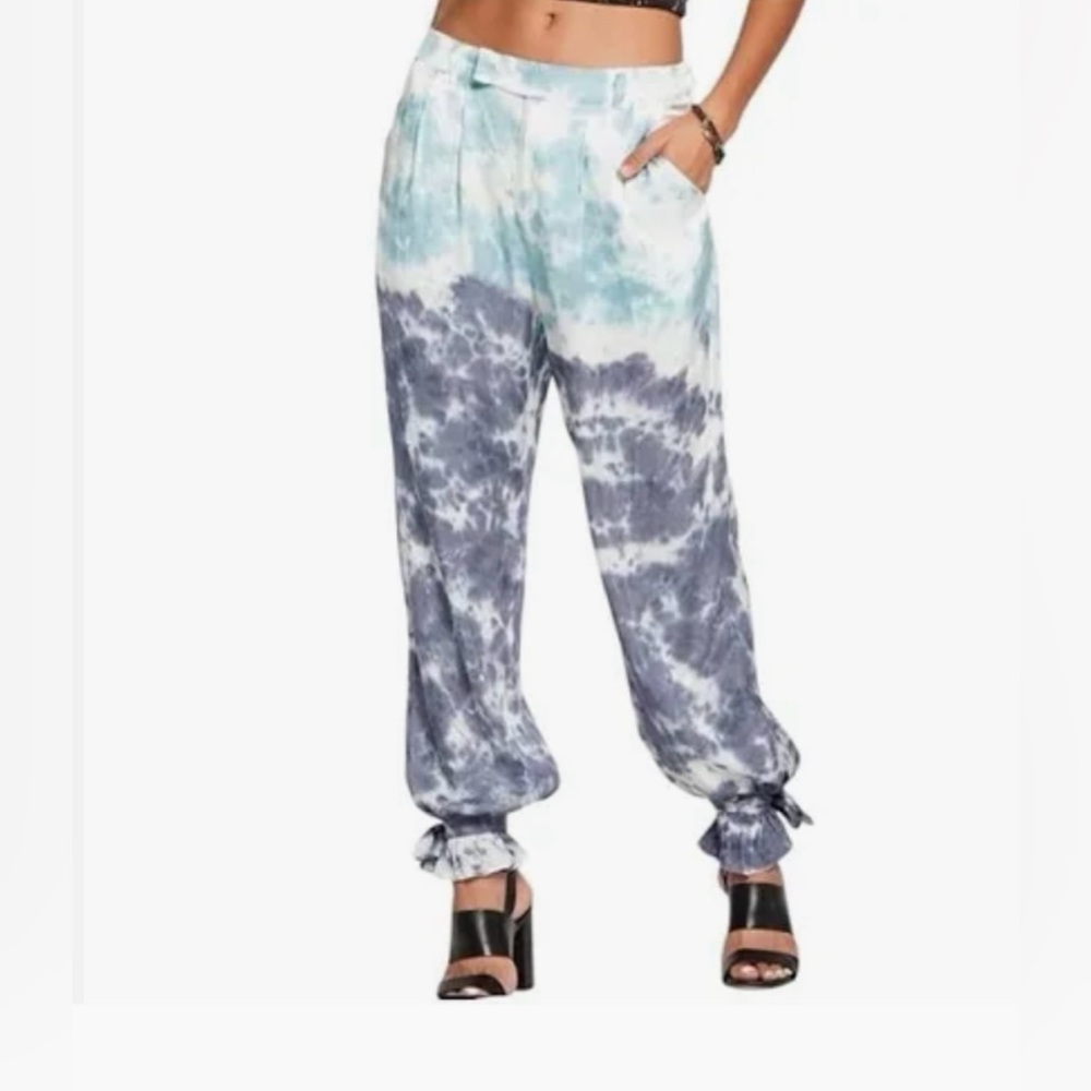 Chaser tie dyed silky balloon ankle tie pants